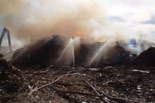 Environment Agency photo of the fire at Plevin’s wood site in Hazlehead in June